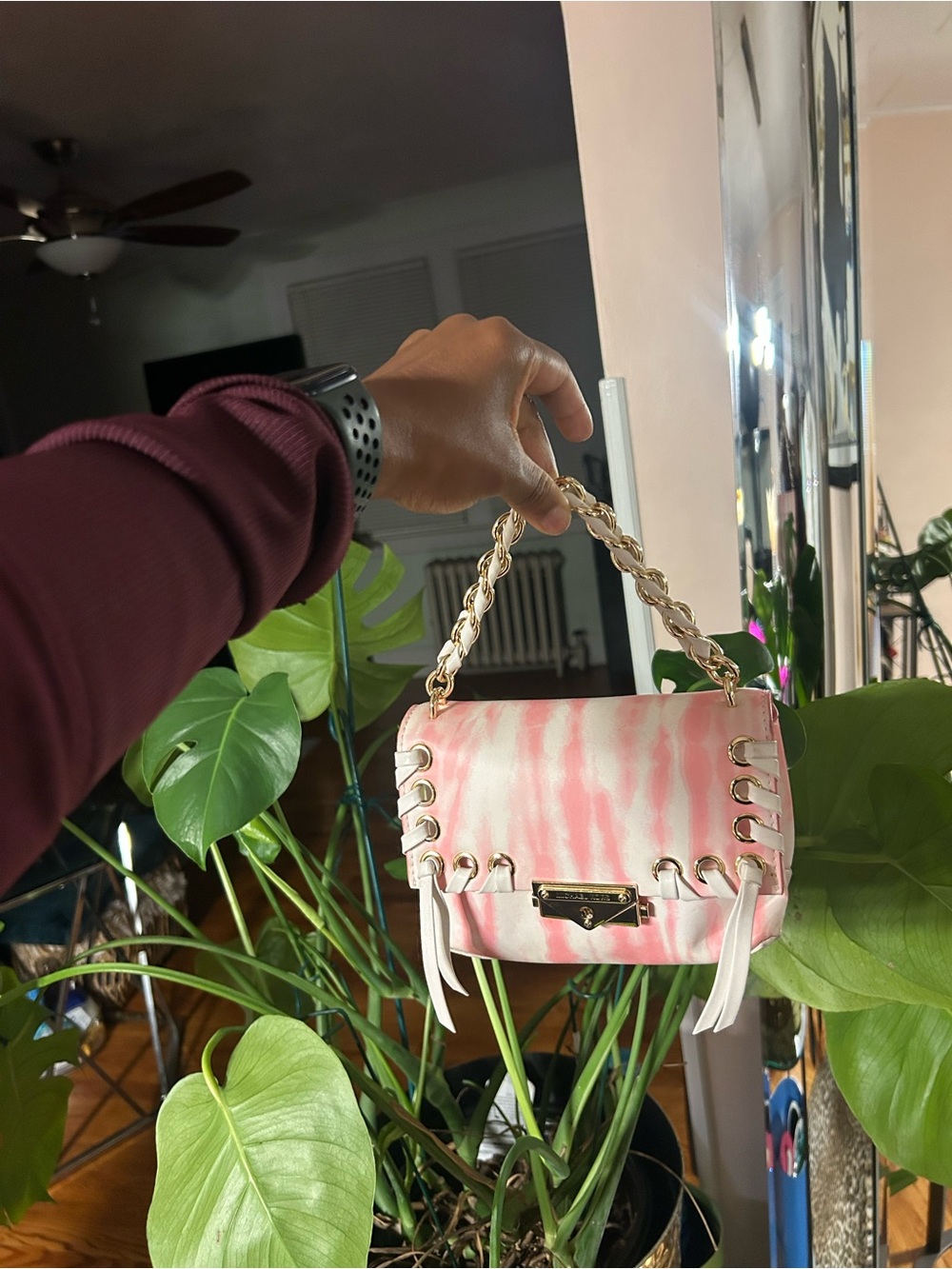 MICHAEL Michael Kors Cece XS Tie-Dye Leather Crossbody Bag Pink/White